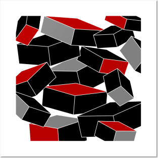 Falling - 60's Pop Art Geometric Painting - Red, Black, Gray, White Posters and Art